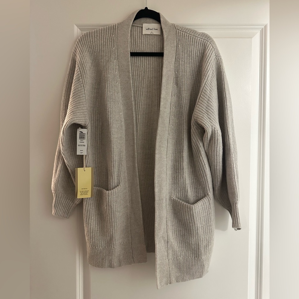 NWT Wilfred Women's heathered birch ‘unwind’ long Cardigan